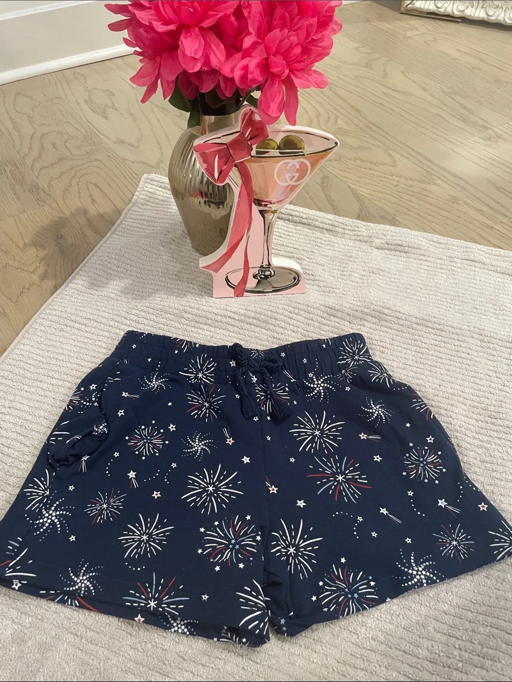 Girls' Navy Firework Print Shorts